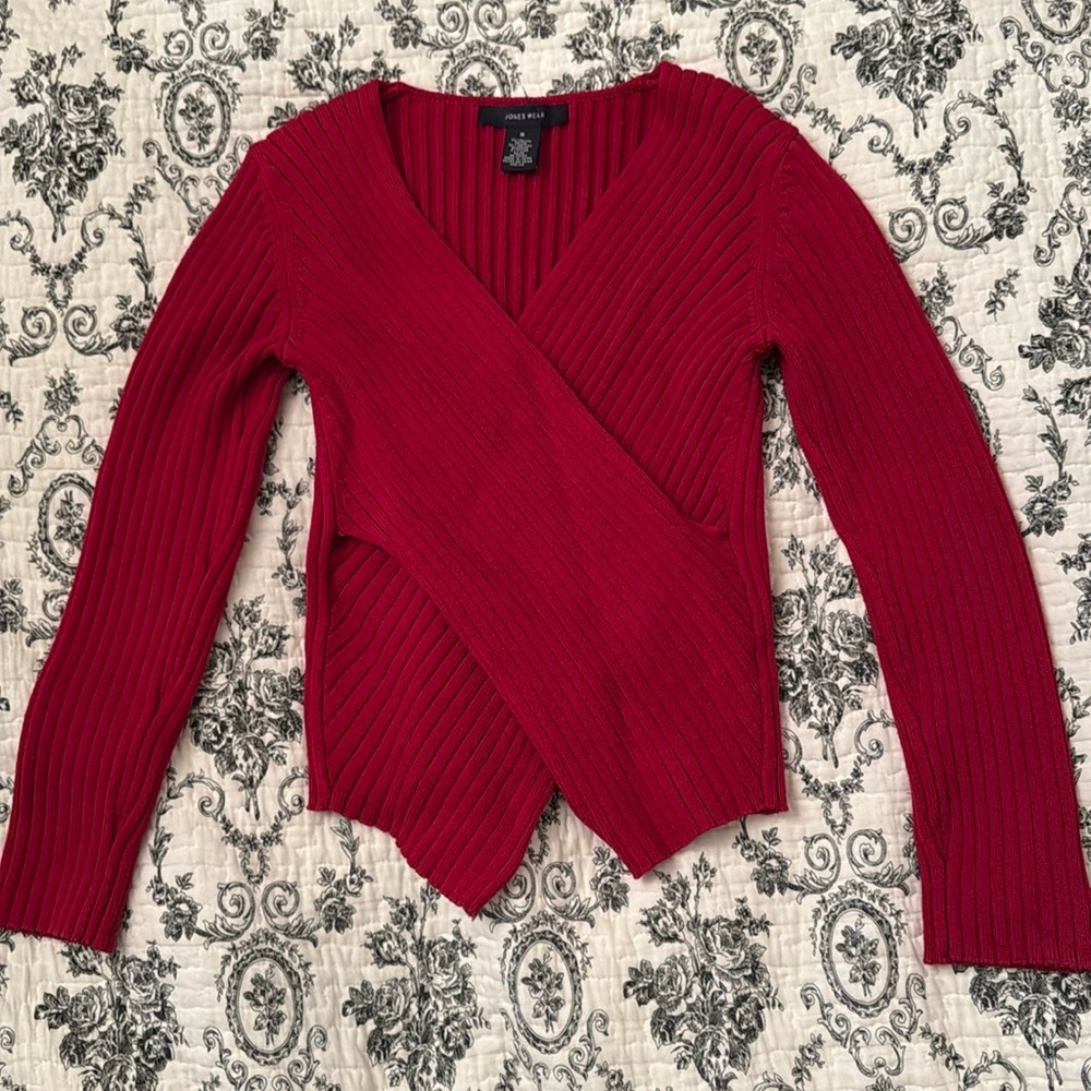 Women’s Red Crossover Sweater